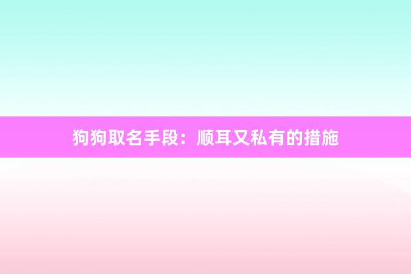狗狗取名手段：顺耳又私有的措施