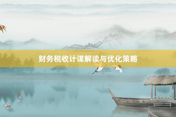 财务税收计谋解读与优化策略